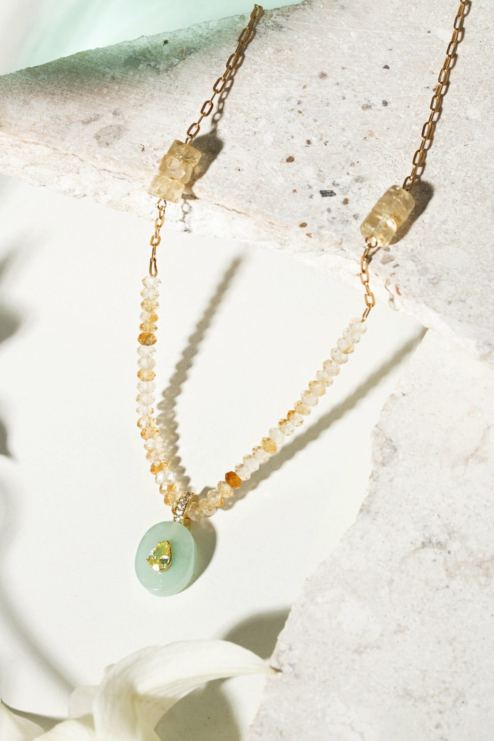 Colar Aventurina Verde com Cristal Peridoto