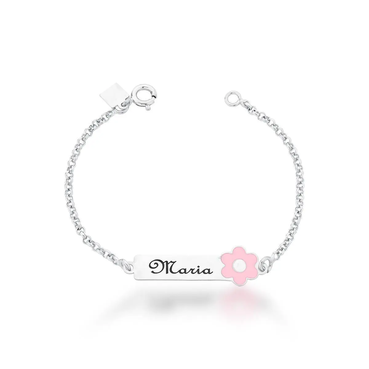 Pulseira Infantil Flor Personalizada Prata 925