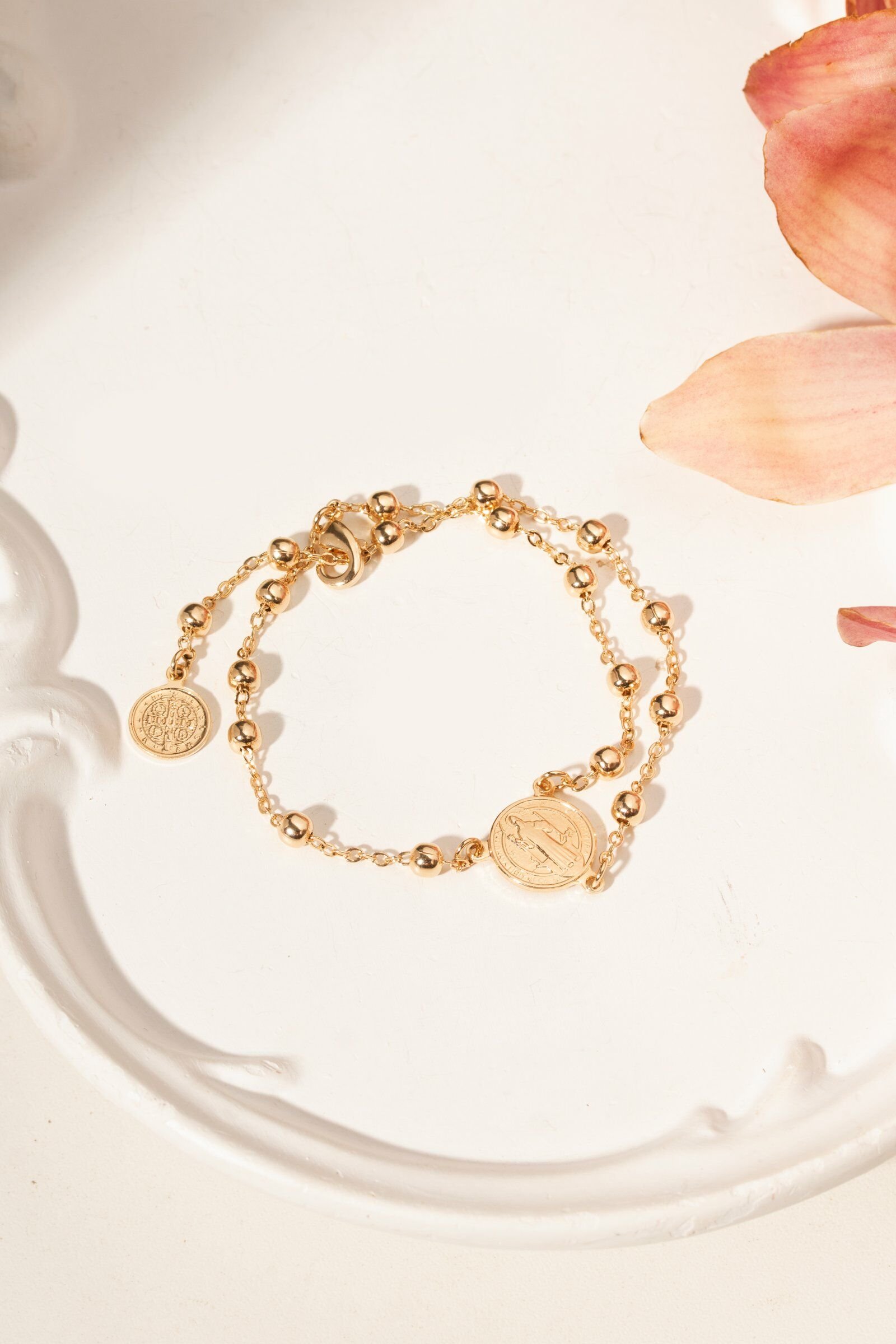 Pulseira Lisa com Medalha de São Bento 20cm