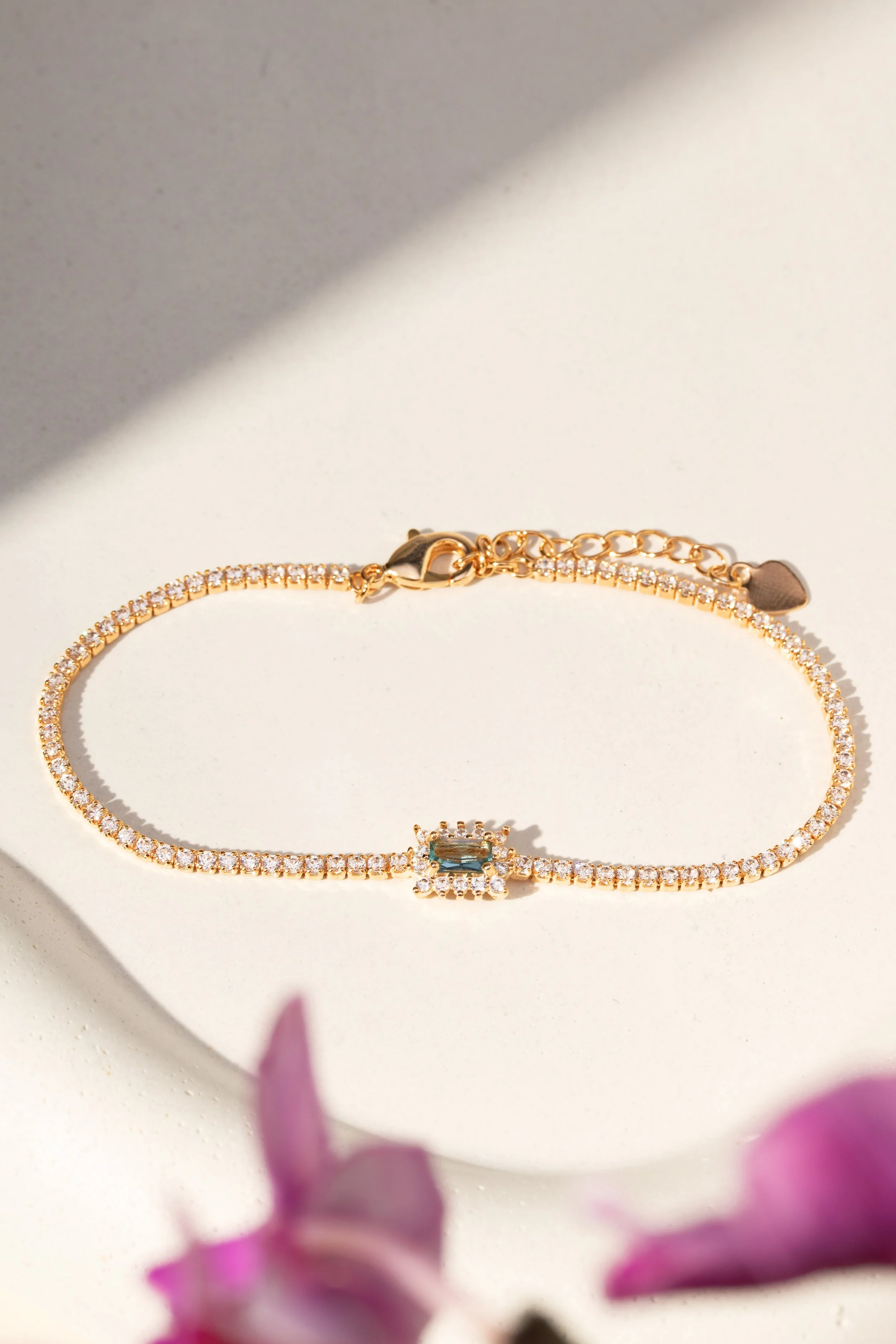 Pulseira Riviera Cristal Azul Dourado