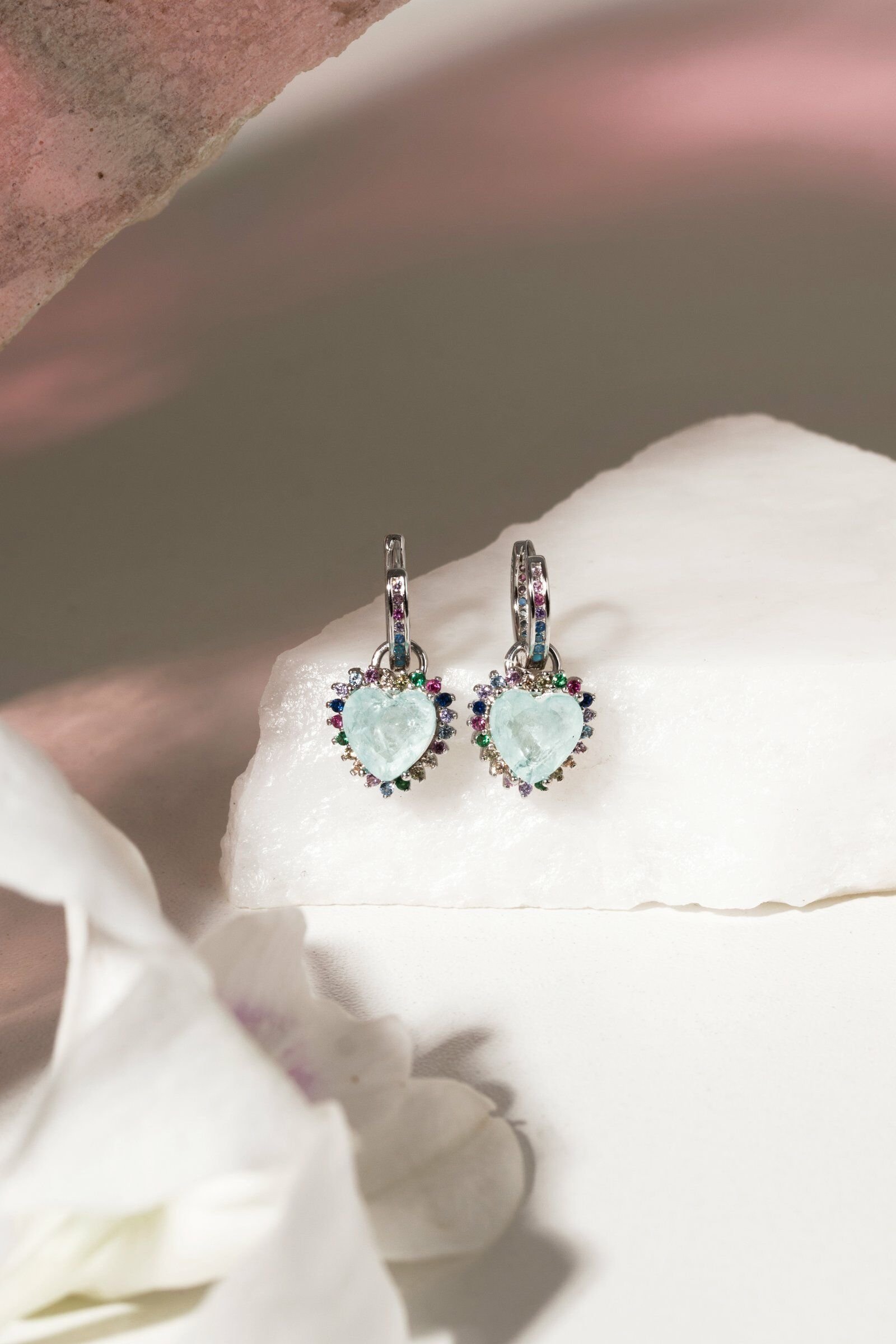 Brinco Ear Bling Coração Fusion Turmalina Prata 925