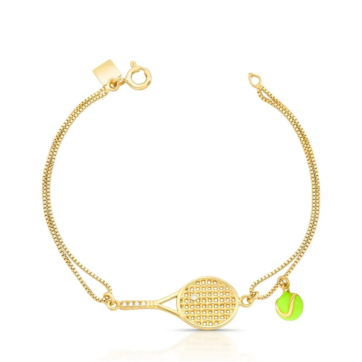 Pulseira de Raquete de Beach Tênis com Bola Esmaltada e Zircônias