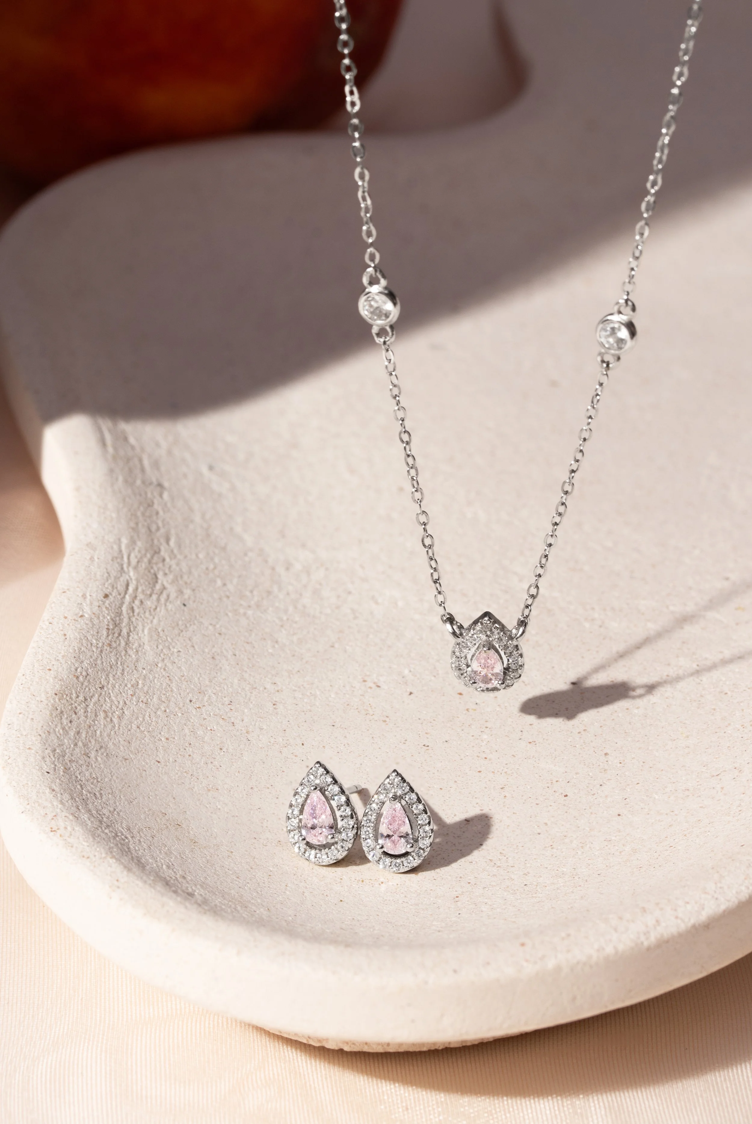 Conjunto Prata 925 Ice Fancy Pink Gota