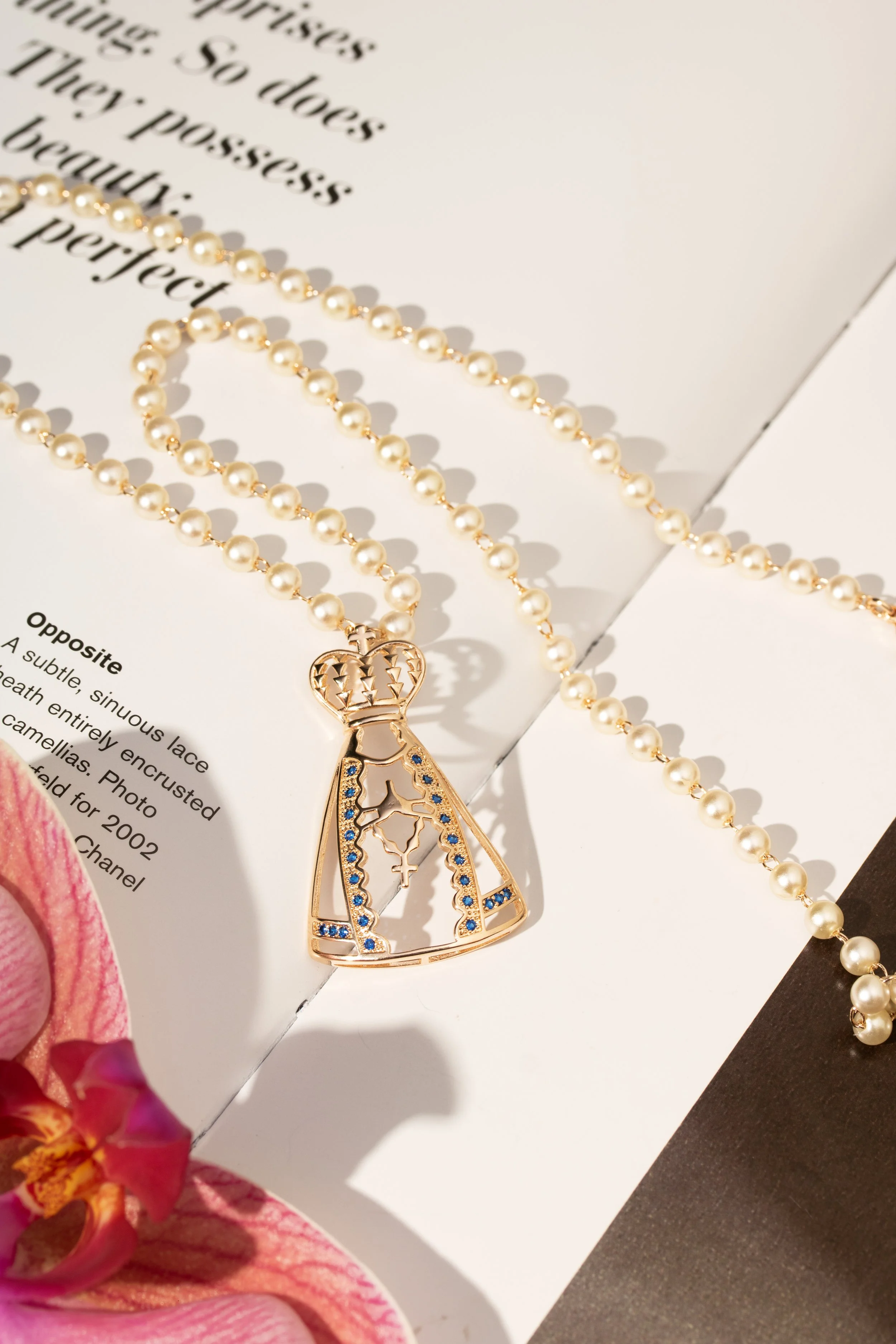 Colar Nossa Senhora Aparecida com Pérolas