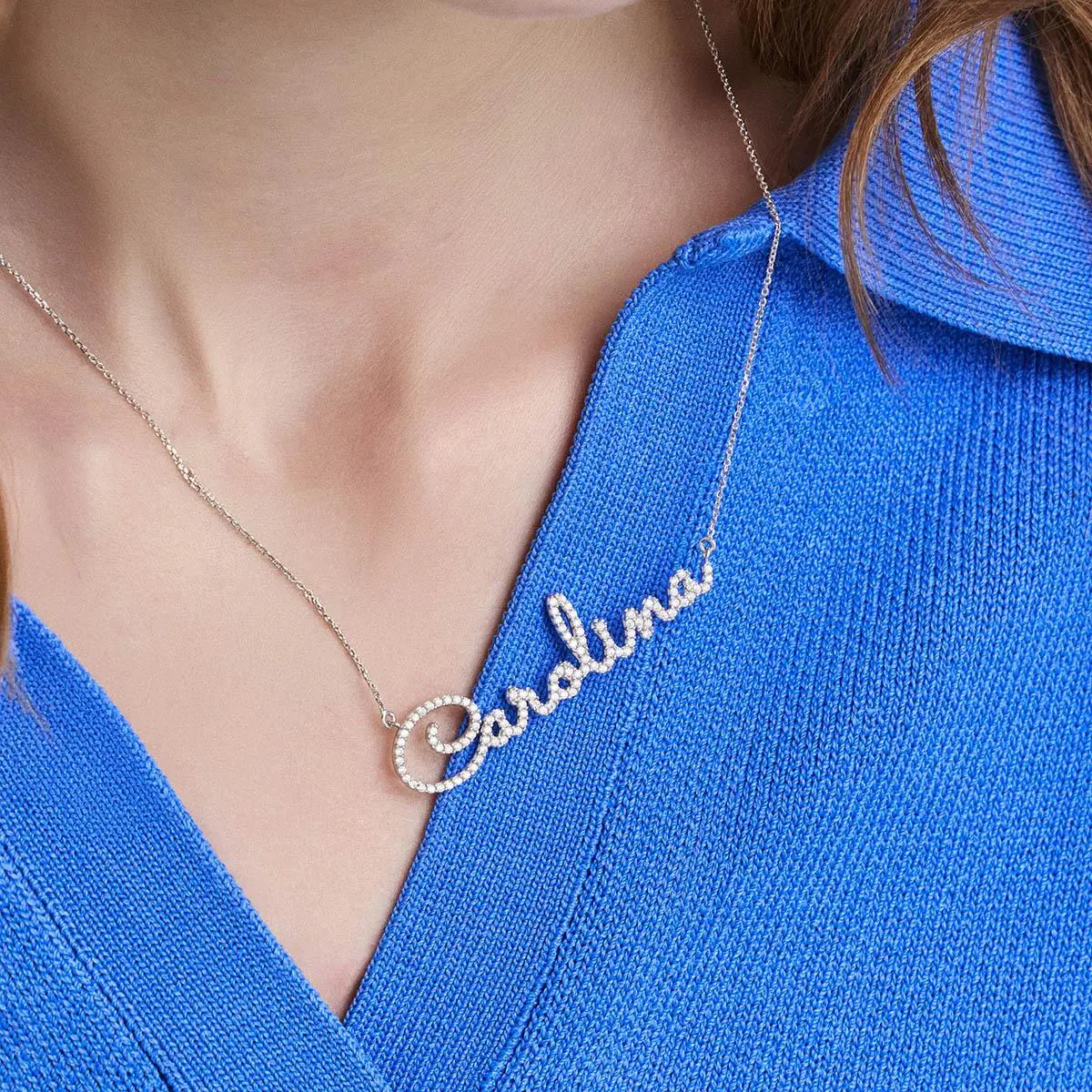 Gargantilha Personalizada com Moissanite até 10 Letras em Prata 925