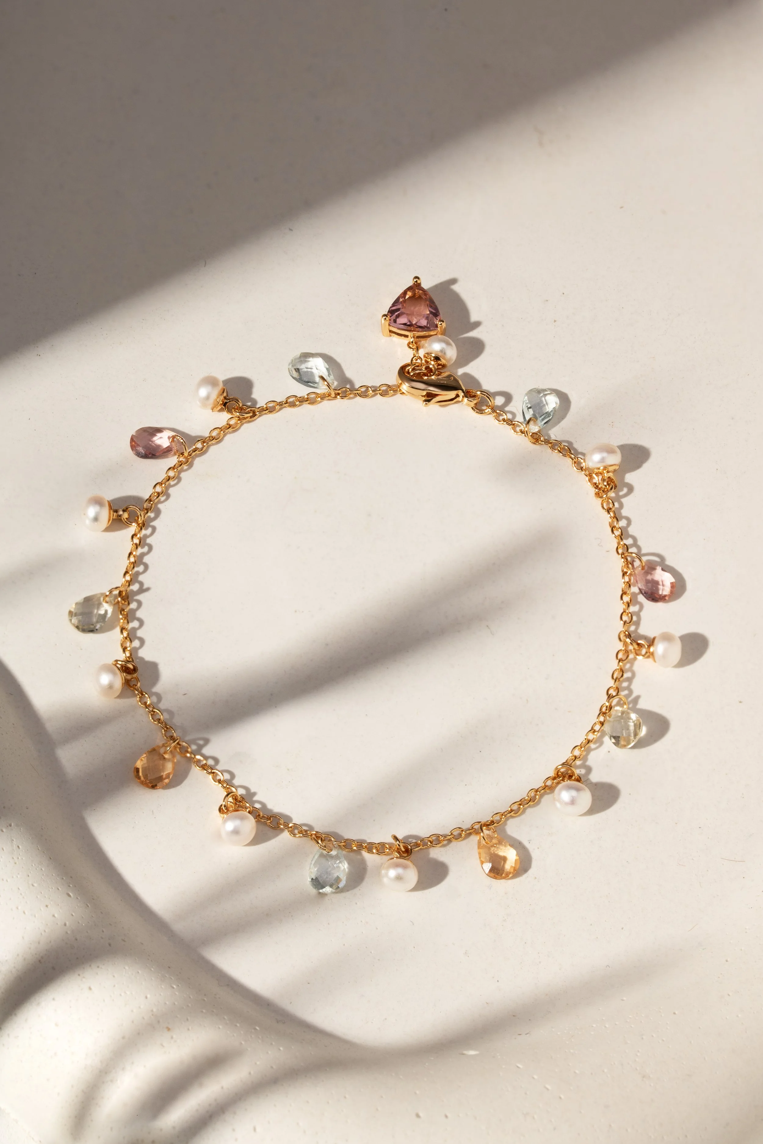 Pulseira Cristais Coloridos com Pérolas