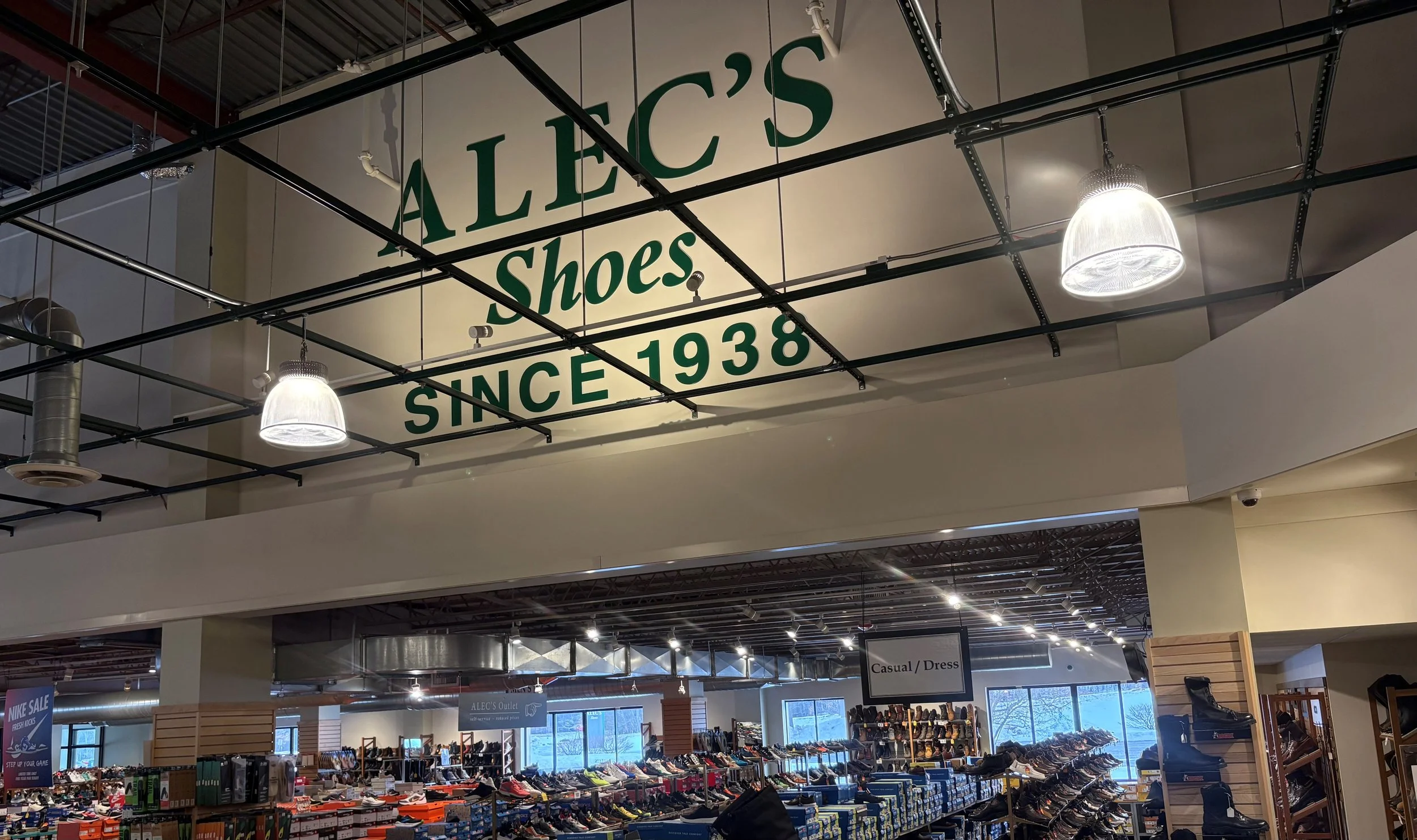 Alec's Shoes Since 1938 interior sign
