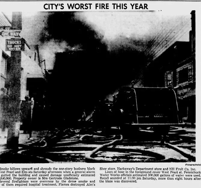 Alec's Shoes fire 1960 West Pearl Street
