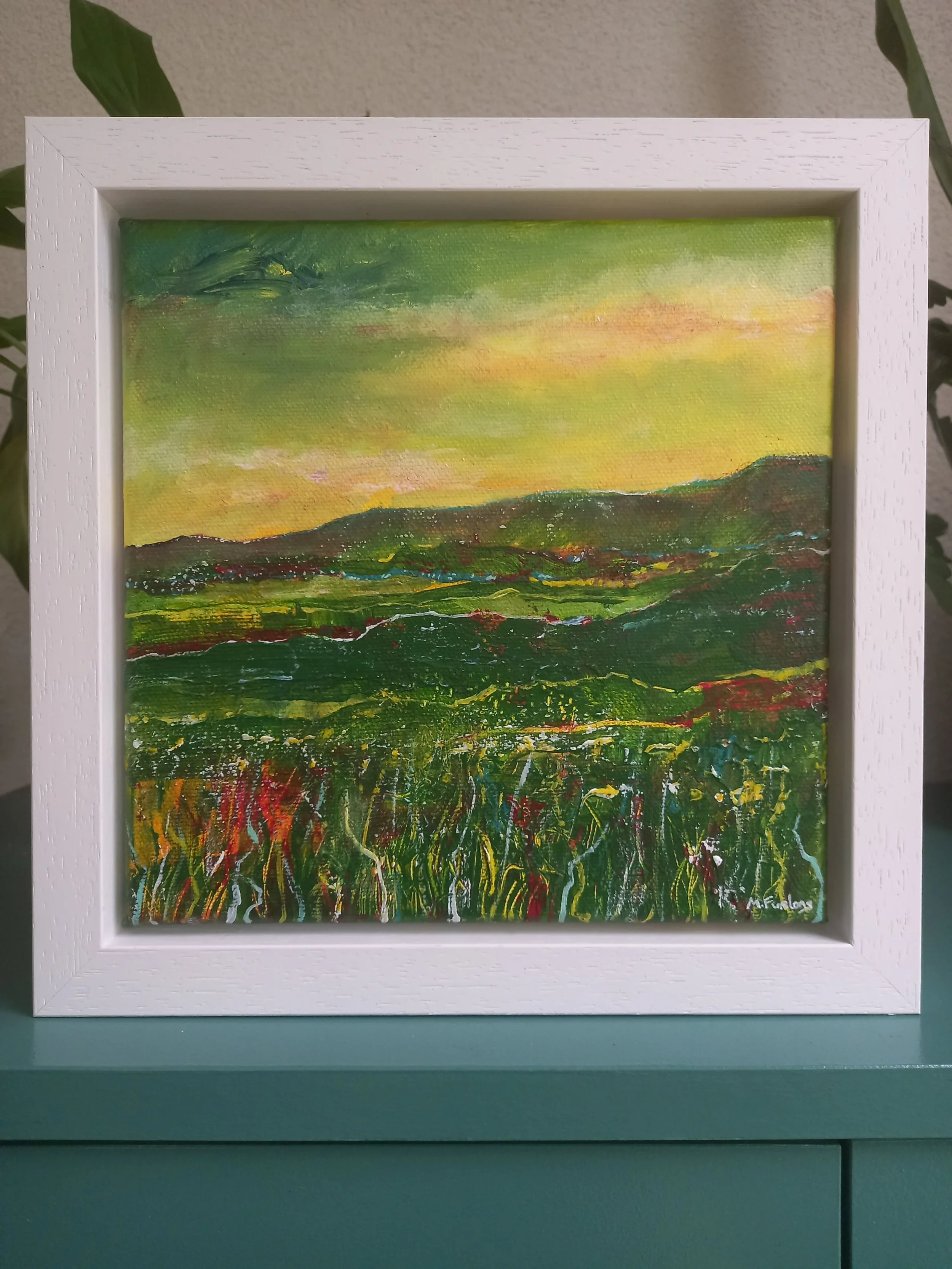 Irish landscape painting in acrylic on canvas framed art for sale by Martina Furlong Irish artist