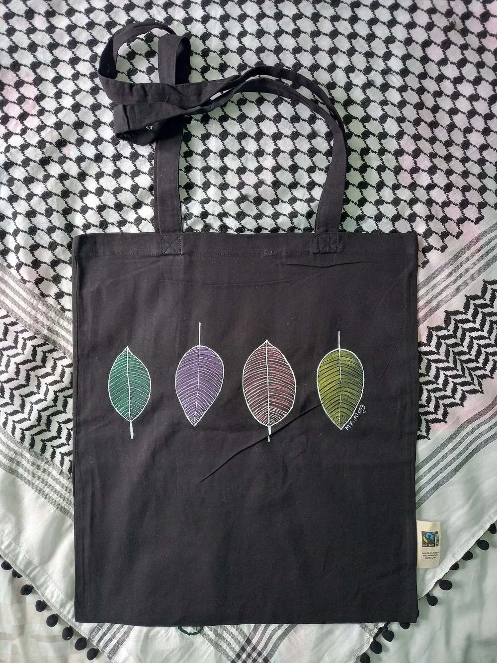 Four Leaves Tote Bag - Hand Painted