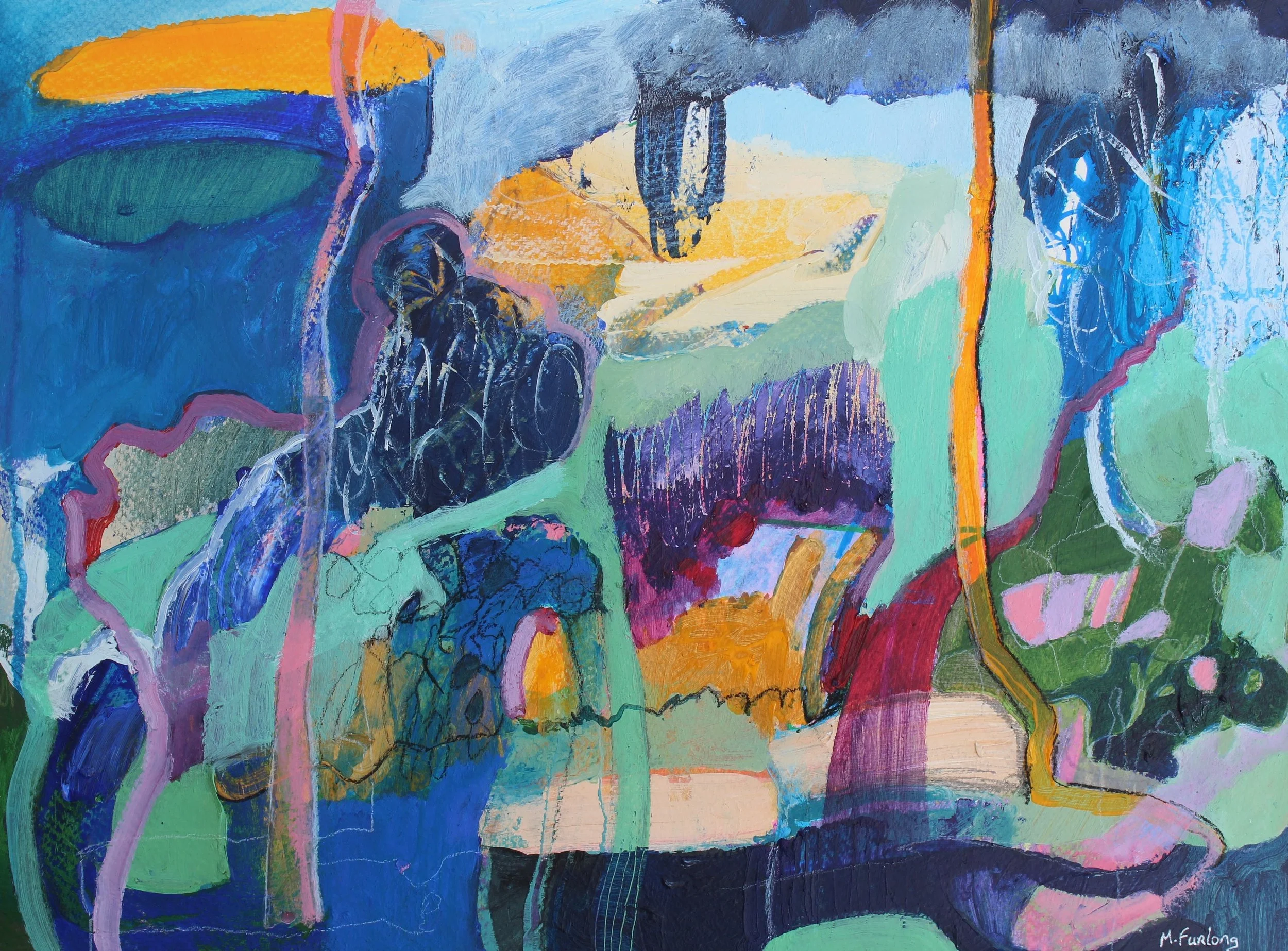 The Embrace Of Nature - original mixed media painting on paper