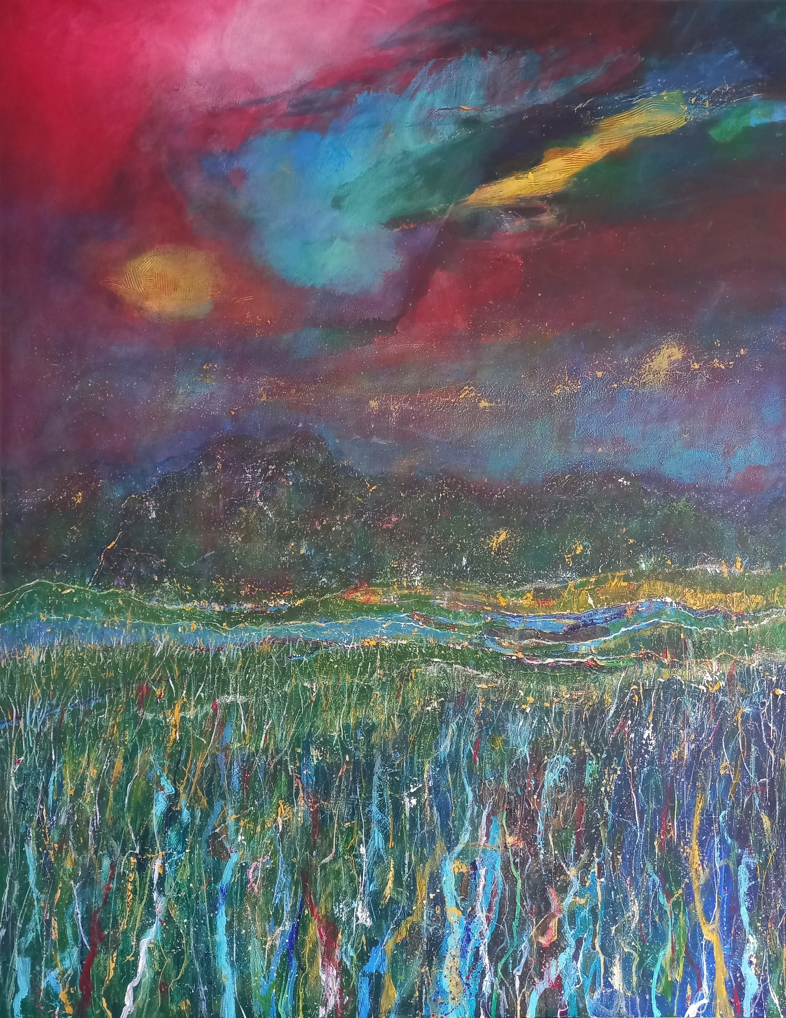 Walking Through the Long Grass - original acrylic painting on canvas (H90xW70cm)