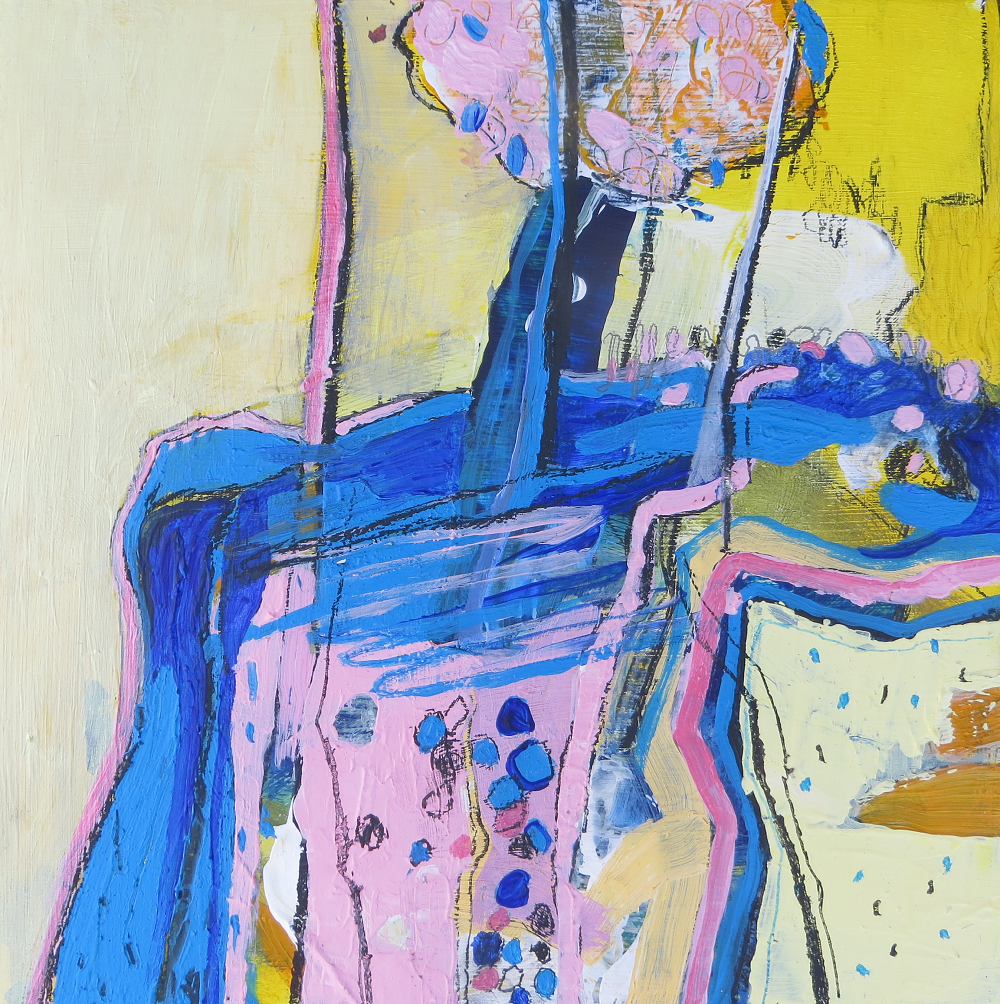 New Horizons - original mixed media painting on wood (H20xW20cm)