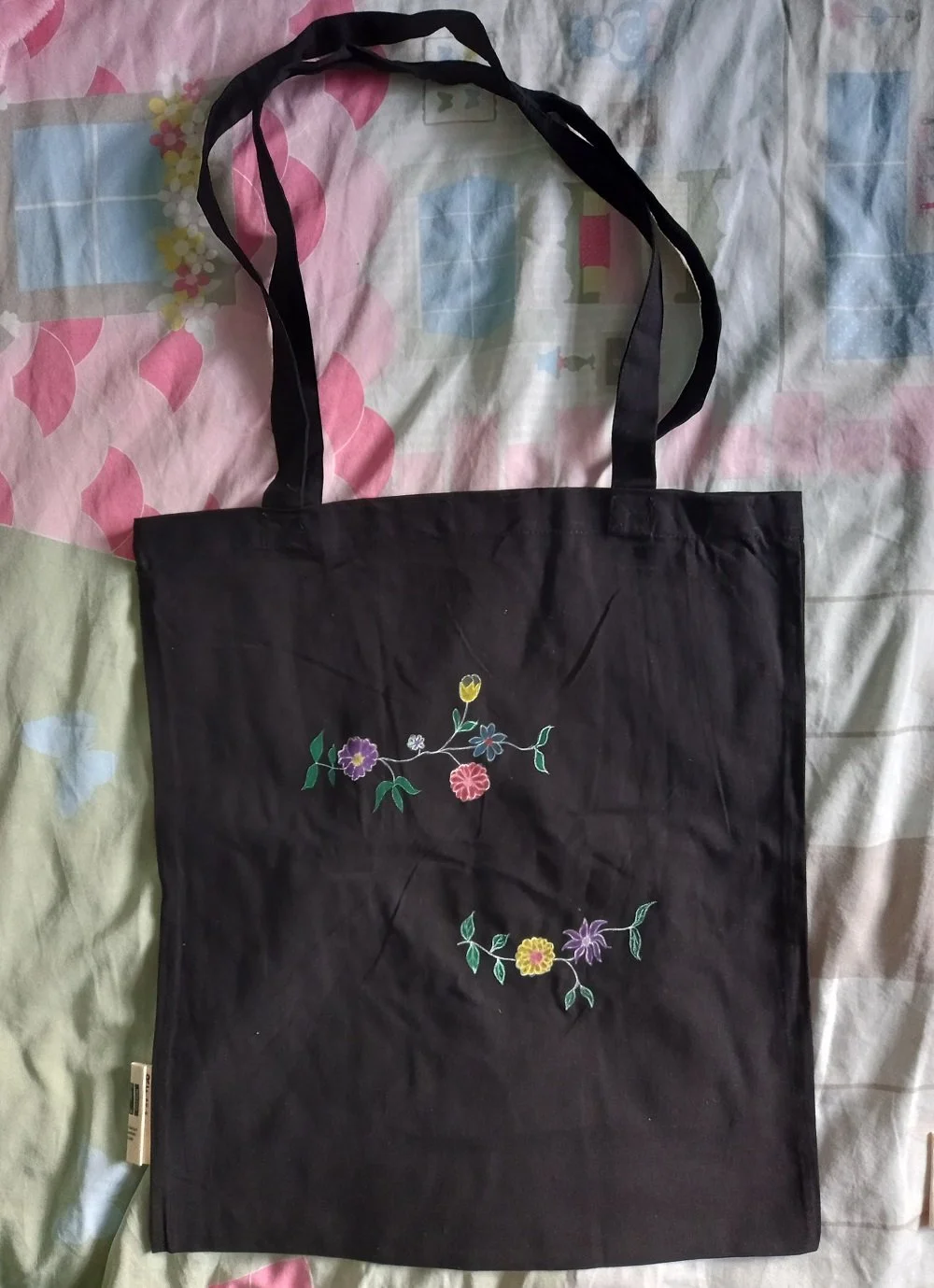 Small Flowers Tote Bag - Hand Painted