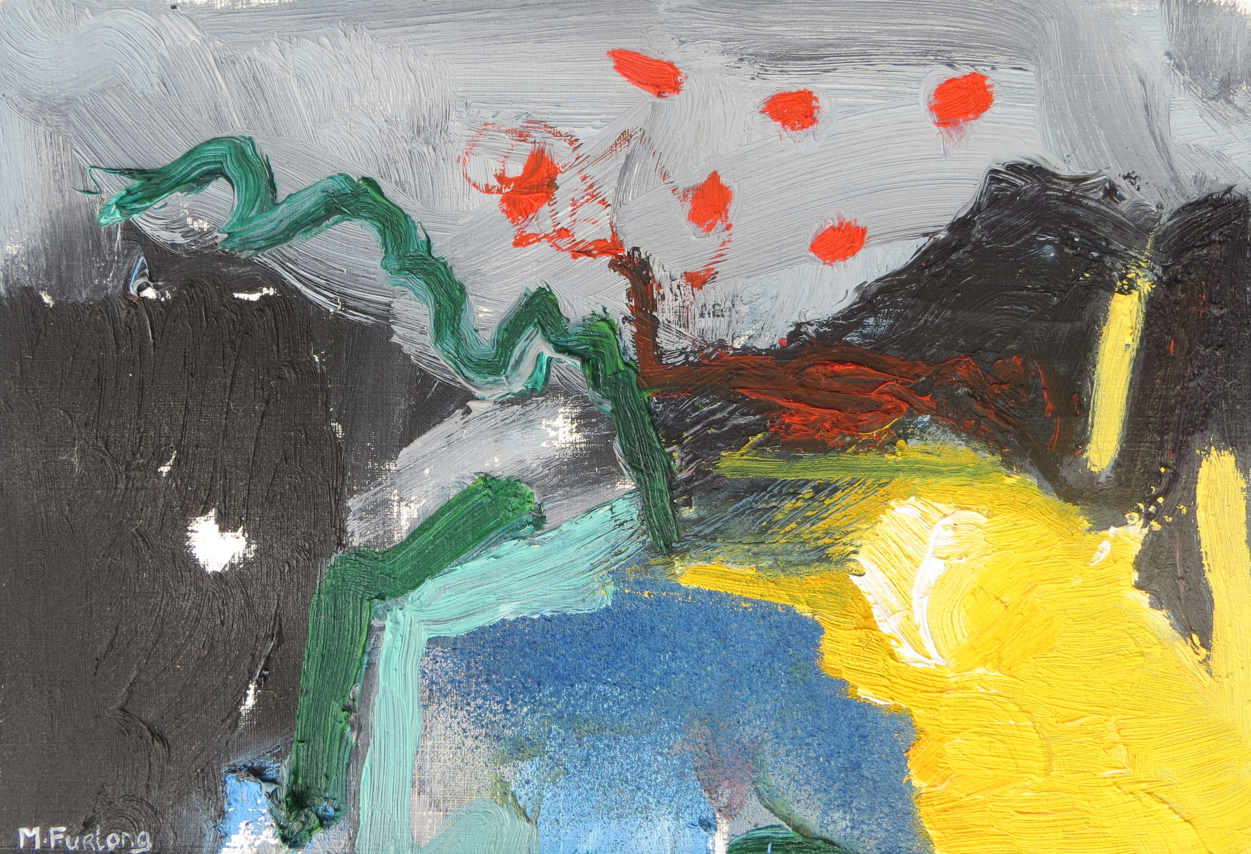 Internal World Study With Black 9 - original oil painting on paper (H15xW20cm)