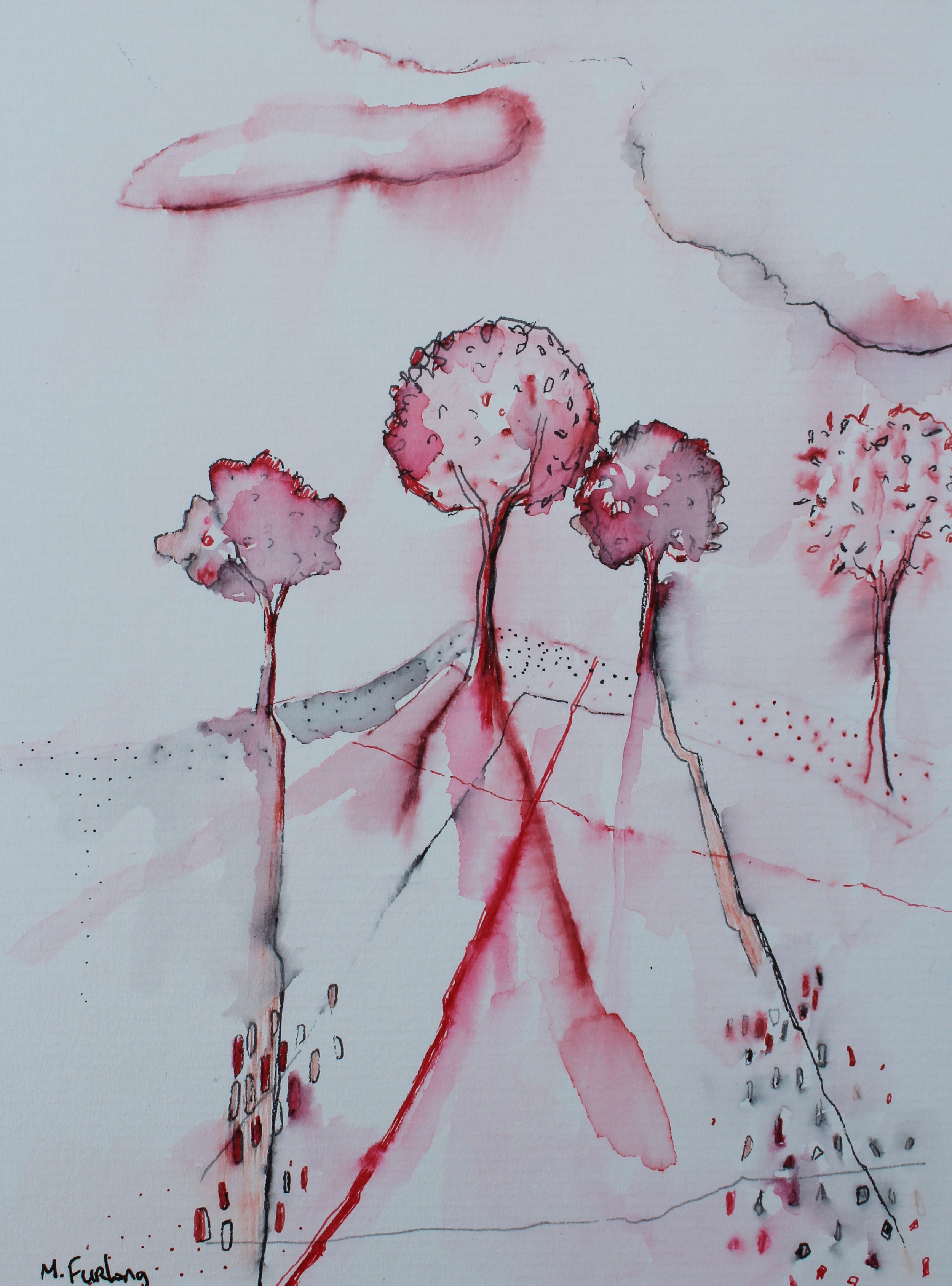 Four Pink Trees - ink pens on card (H19xW14cm).png