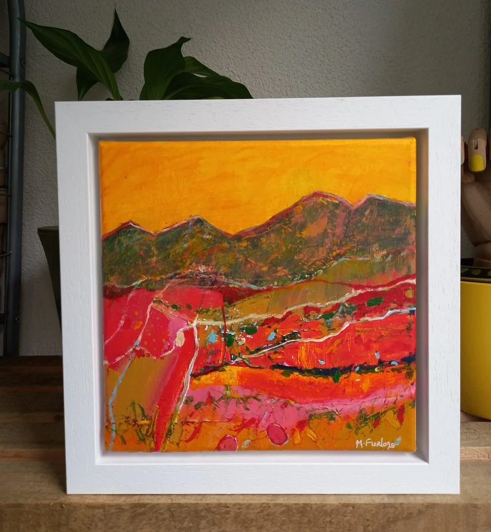 The Yellow Sky Beyond The Mountains - acrylic on canvas (H20xW20cm) framed in situ.jpg