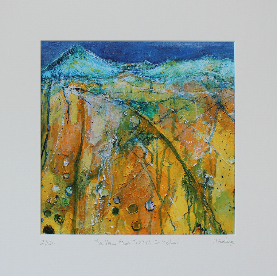The View From The Hill In Yellow - Limited Edition Print (H20xW20cm)