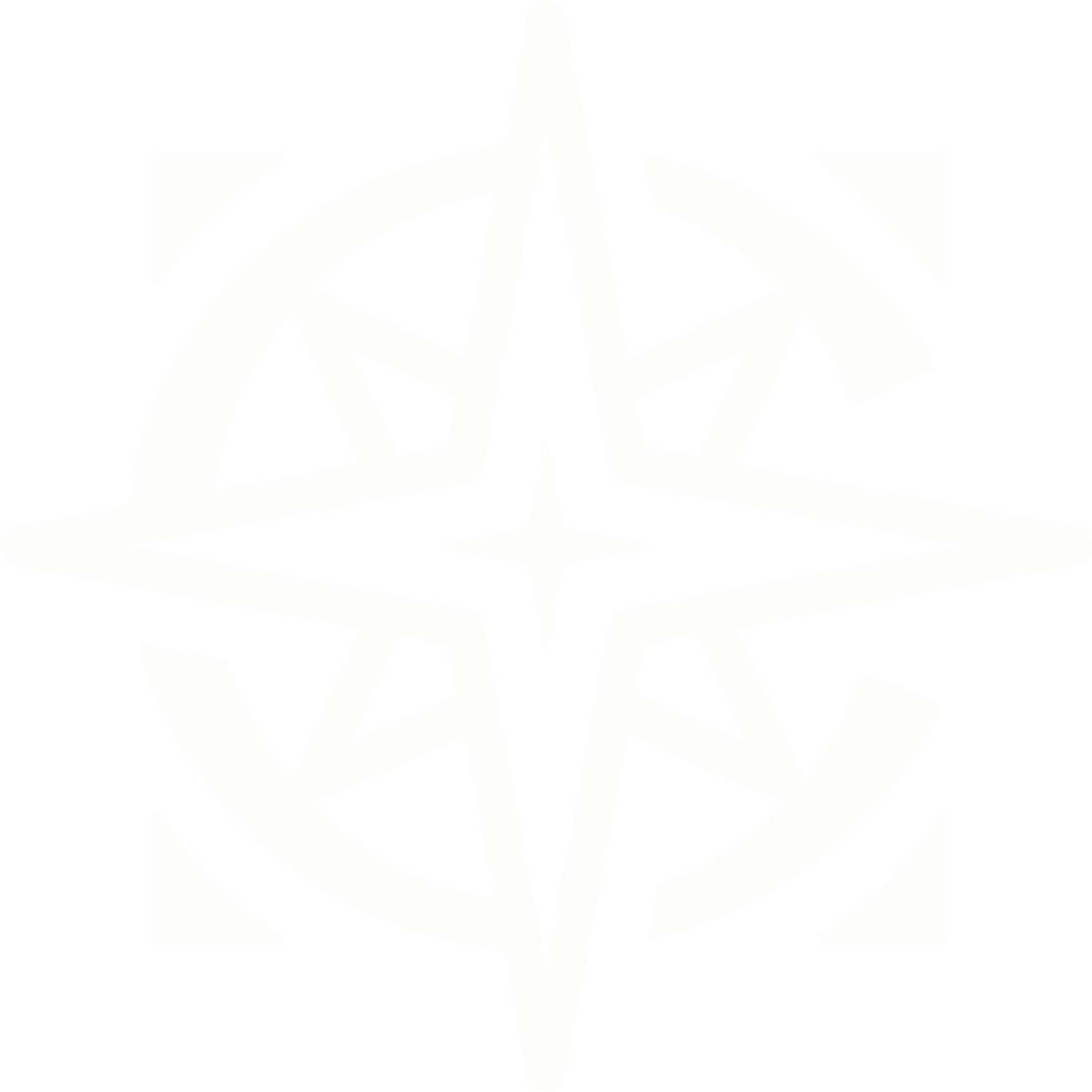 A logo of a stylized compass rose with a circular C around it, featuring in all white.