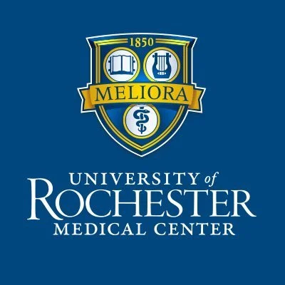 University of Rochester Medical Center logo featuring shield with medical symbols and the words 'Meliora 1850'.
