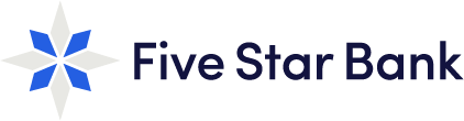 Five Star Bank logo with a blue and white star symbol.
