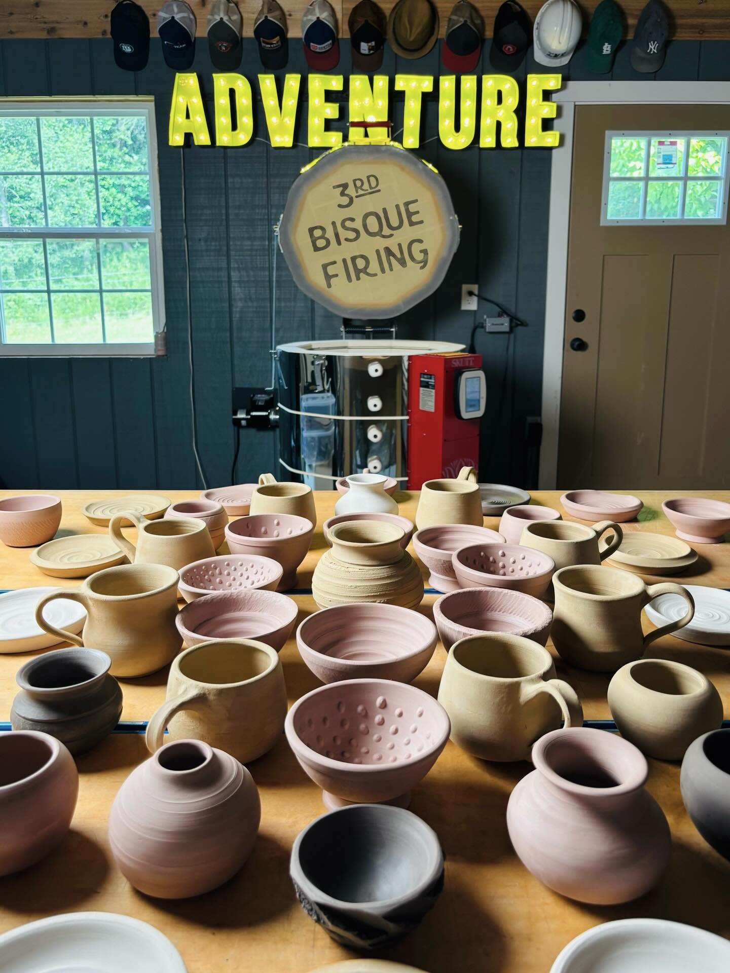My third and largest bisque firing is loaded and running. This one includes my much-anticipated first round of shaving bowls &mdash; I can&rsquo;t wait to glaze them. I&rsquo;ve also been experimenting with larger mugs to account for shrinkage and tr
