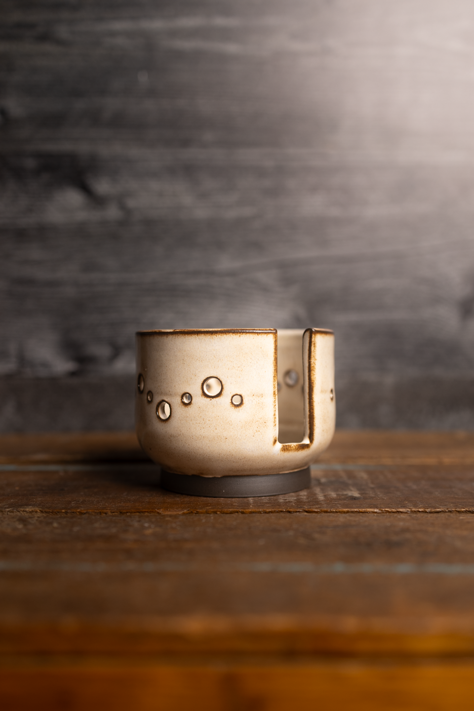 Stoneware Votive with Match Slot