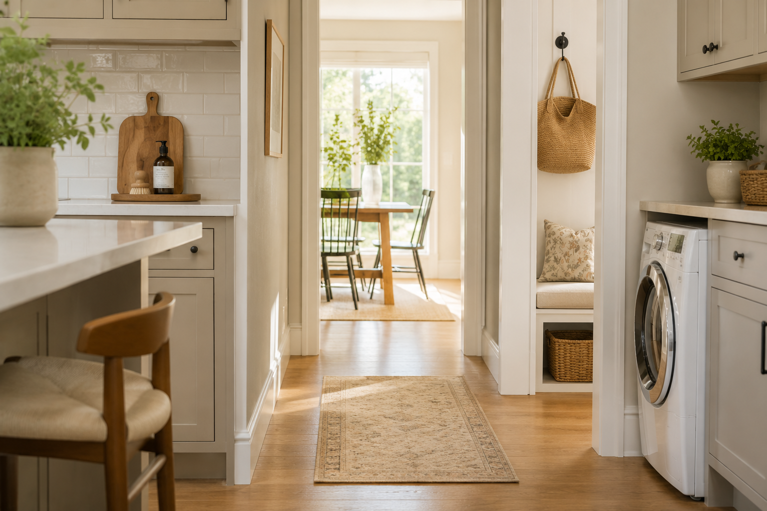 Calm organized home with simple cleaning systems that make everyday upkeep easier