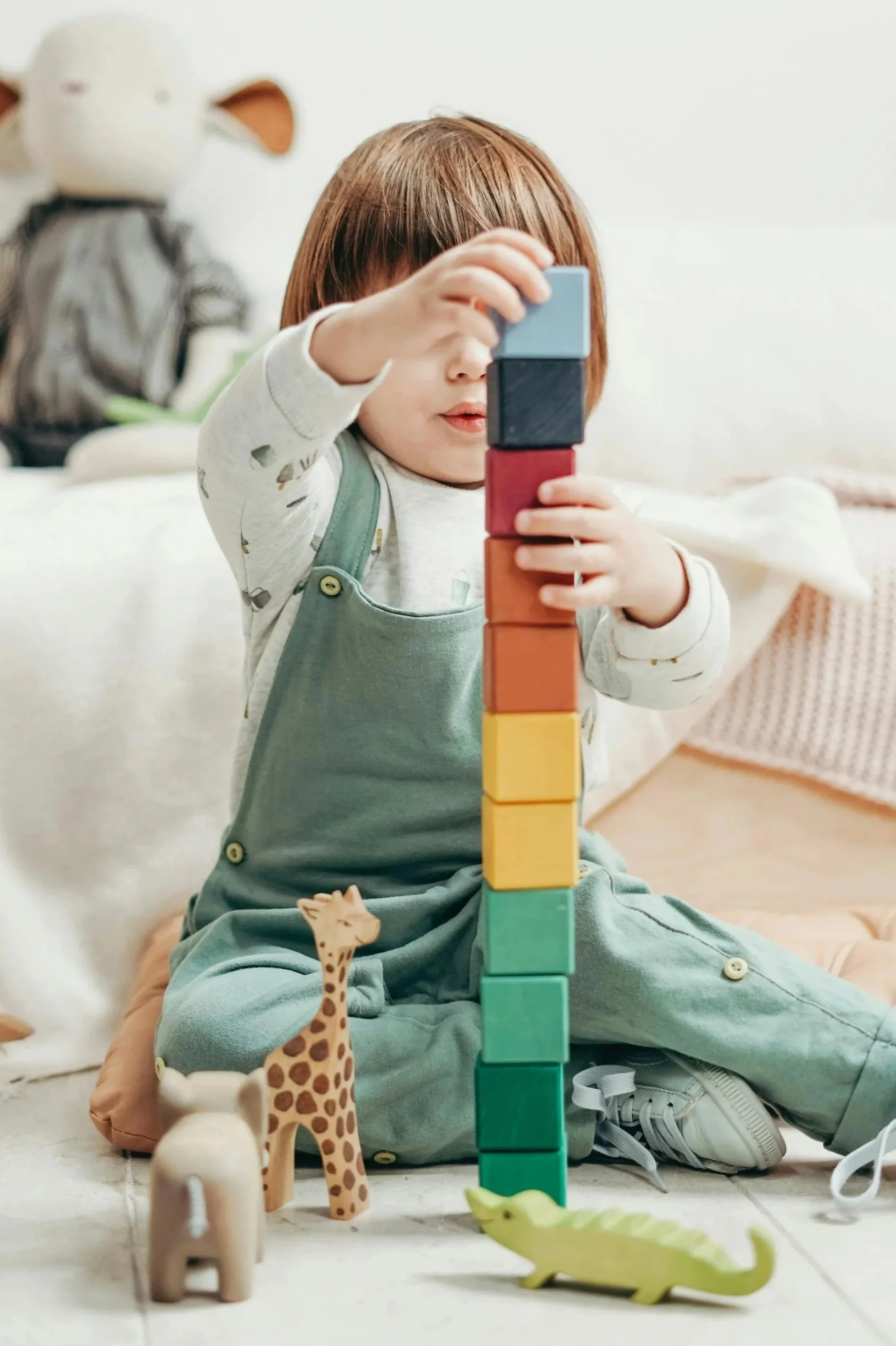 child playing with blocks