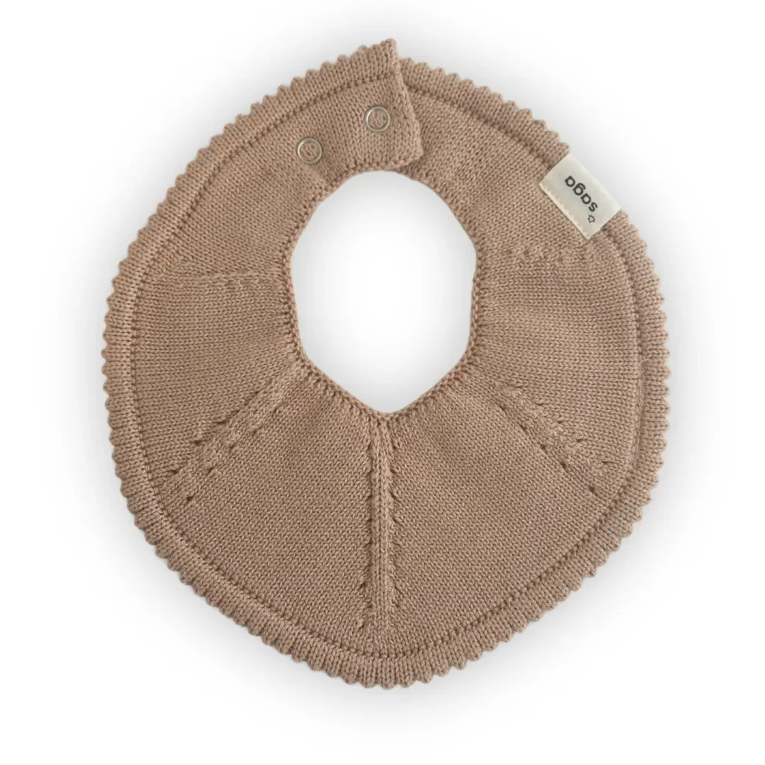 Knitted Baby Bib - Organic Cotton - Nude - Adjustable