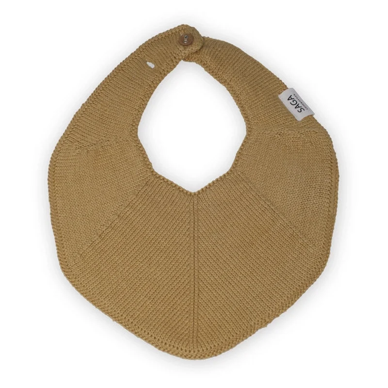 Knitted Baby Bib - Organic Cotton - Honey