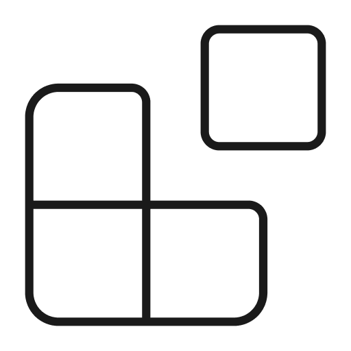 Outline of a Tetris game with falling and placed blocks.