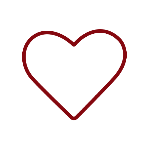 Red outline heart on a black background.