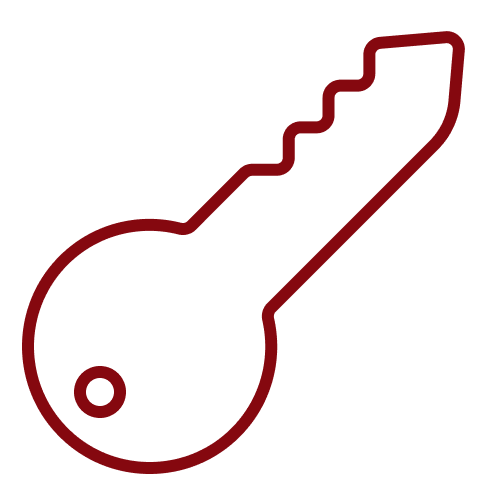 Illustration of a key with a round head and wavy edge