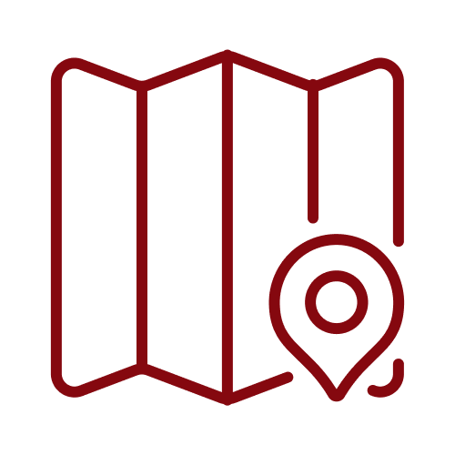 Outline of a folded map with a location pin