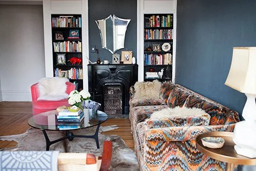 A vintage Old World Weavers flamestitch sofa (RIP Iris Apfel!) anchors this San Francisco living room.