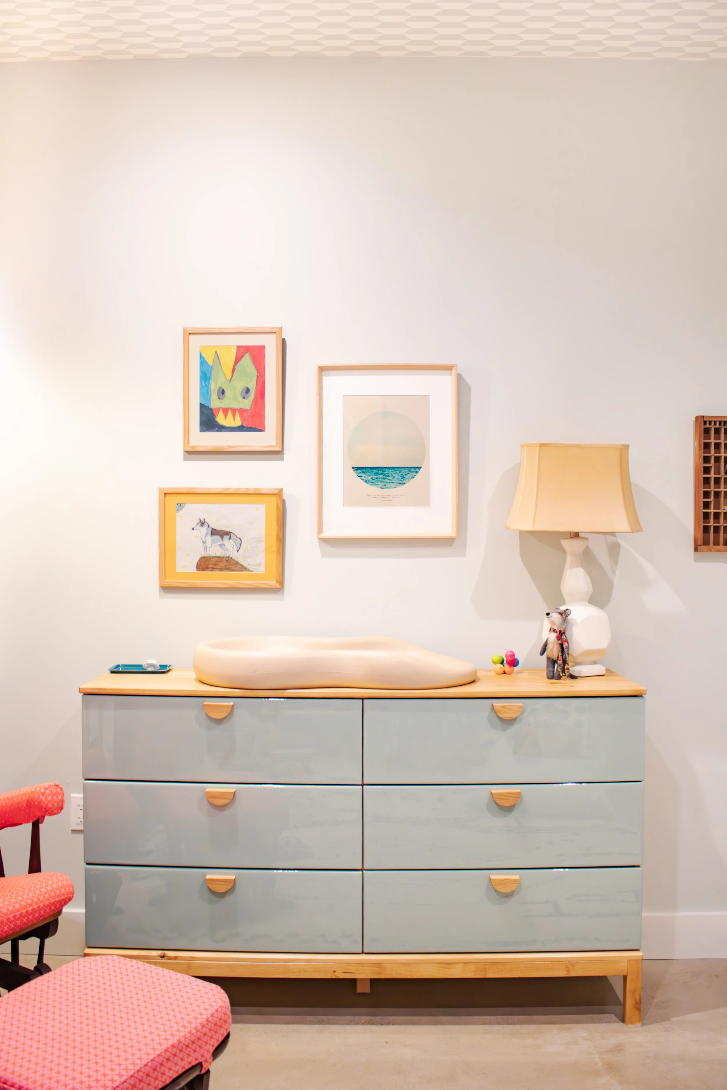 An IKEA Tarva dresser is painted and resined to create a sophisticated yet affordable piece that can grow with the child. 

Construction: Hyperion Design and Build
