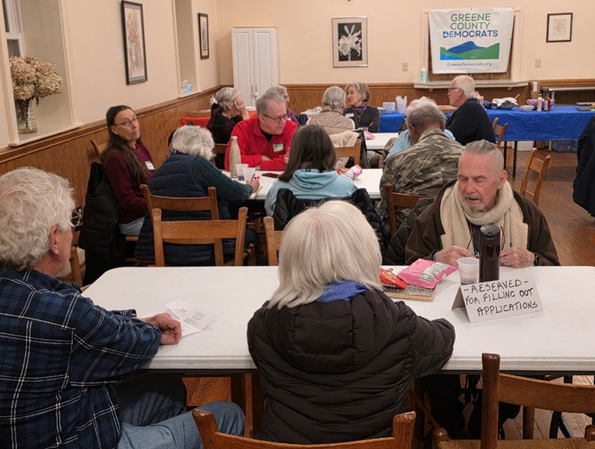 People starting to settle in for the Reorganization Caucus
