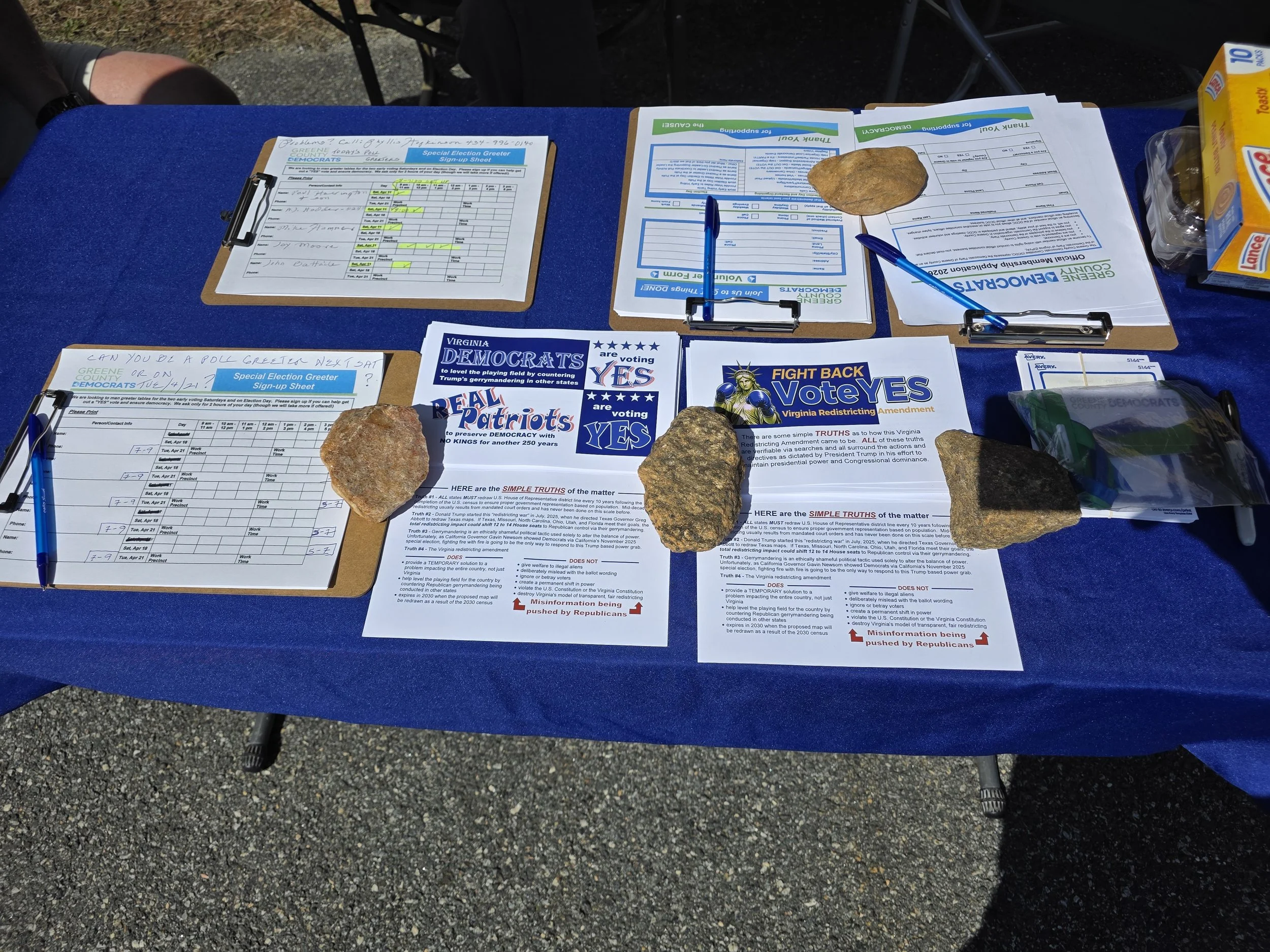 Handouts and Sign-ups for the table