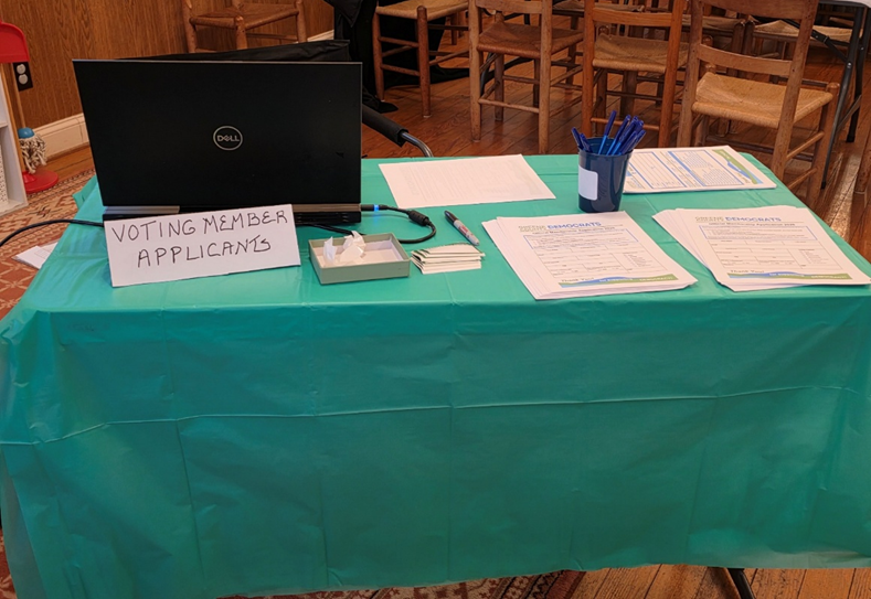 Color coded tables - Green is for people who completed their membership applications in person