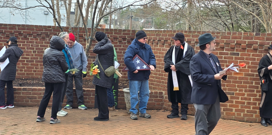 to follow the folks with the orange flags to walk the route...