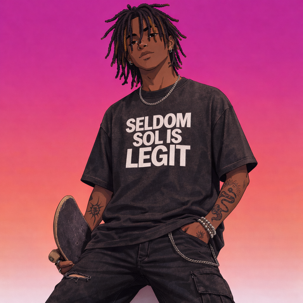 SELDOM SOL IS LEGIT Vintage T-Shirt (BLACK)