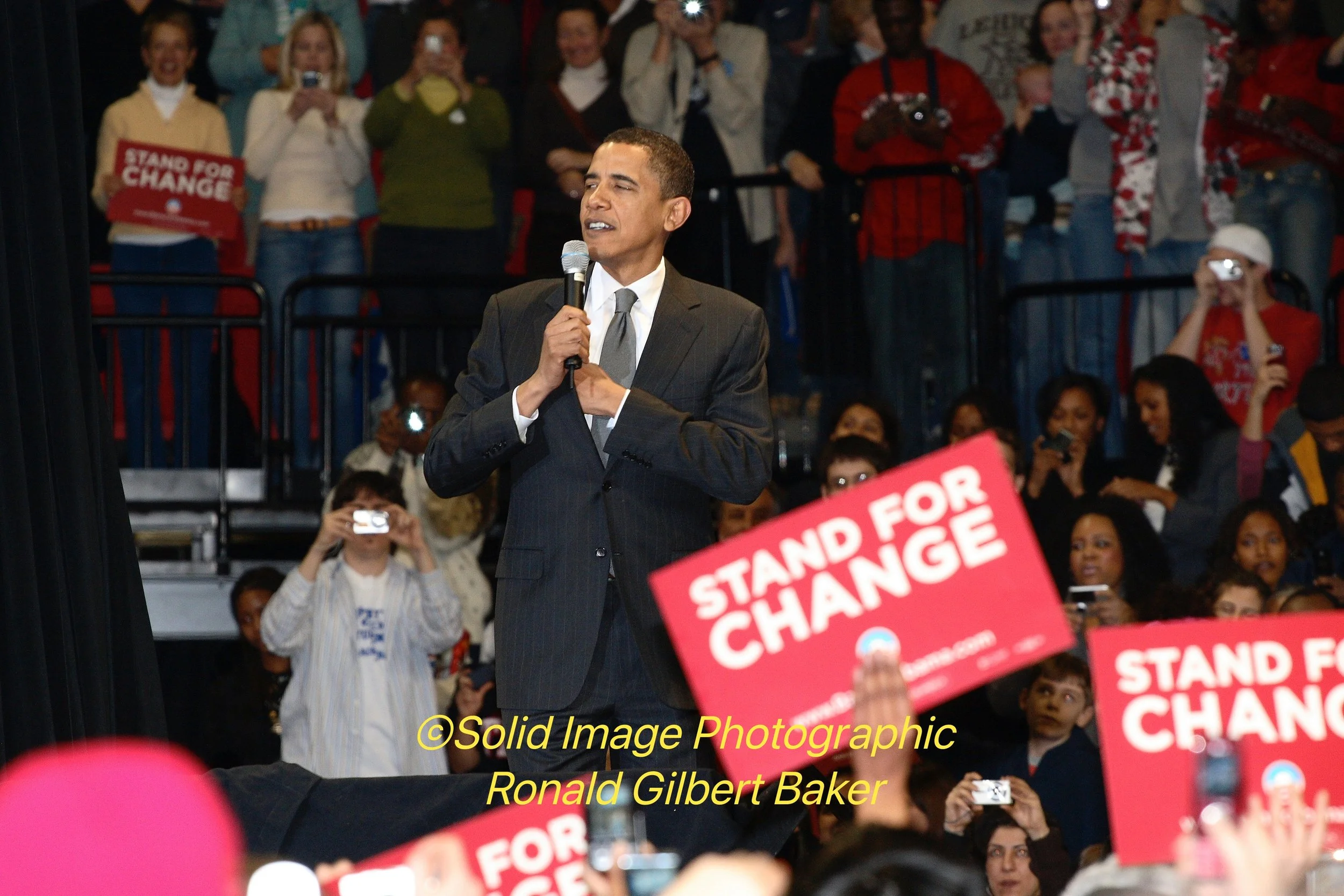 Senator Barack Obama at a campaign rally in 2008 at Maryland University