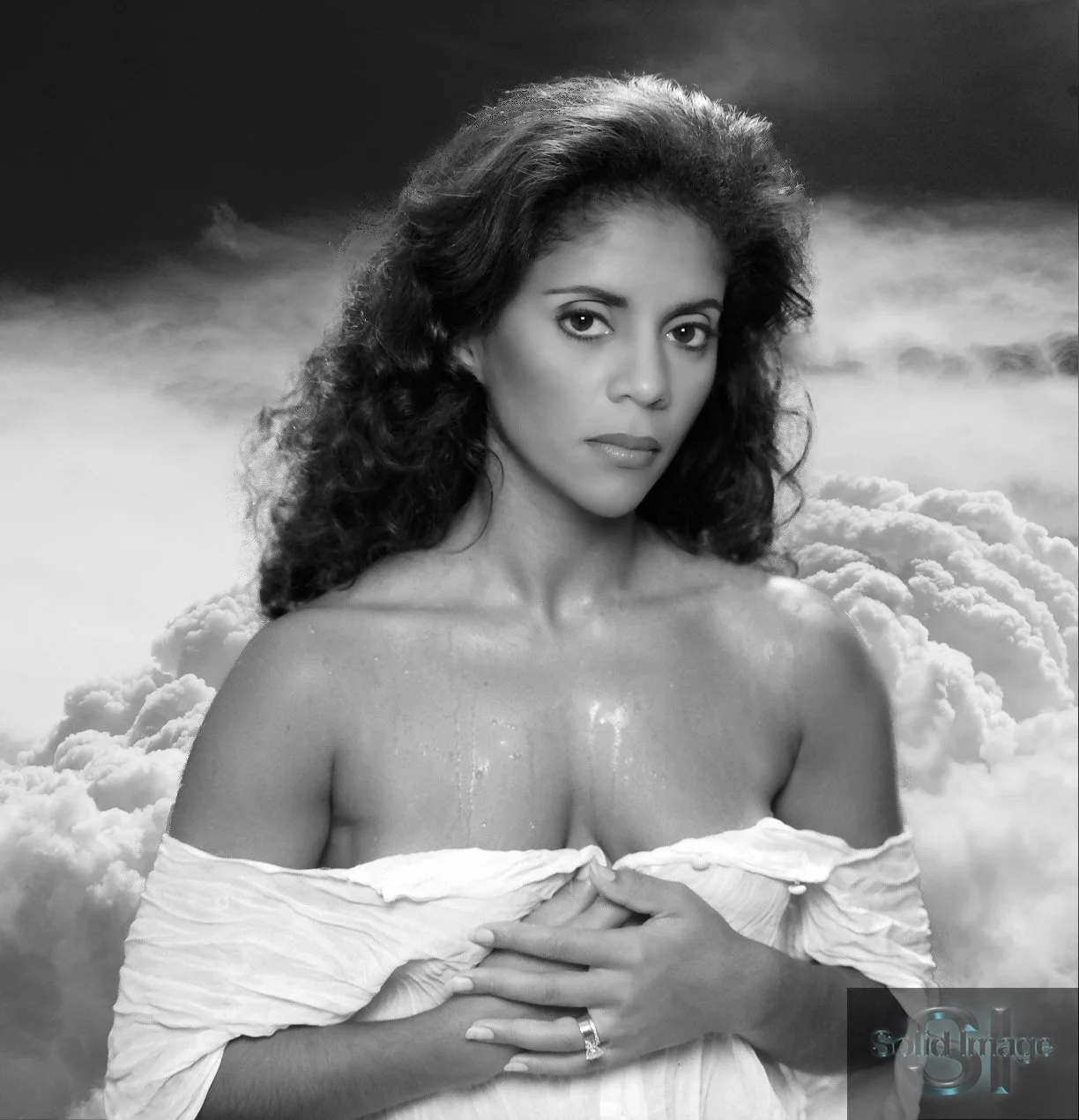 Model Tammy among the clouds