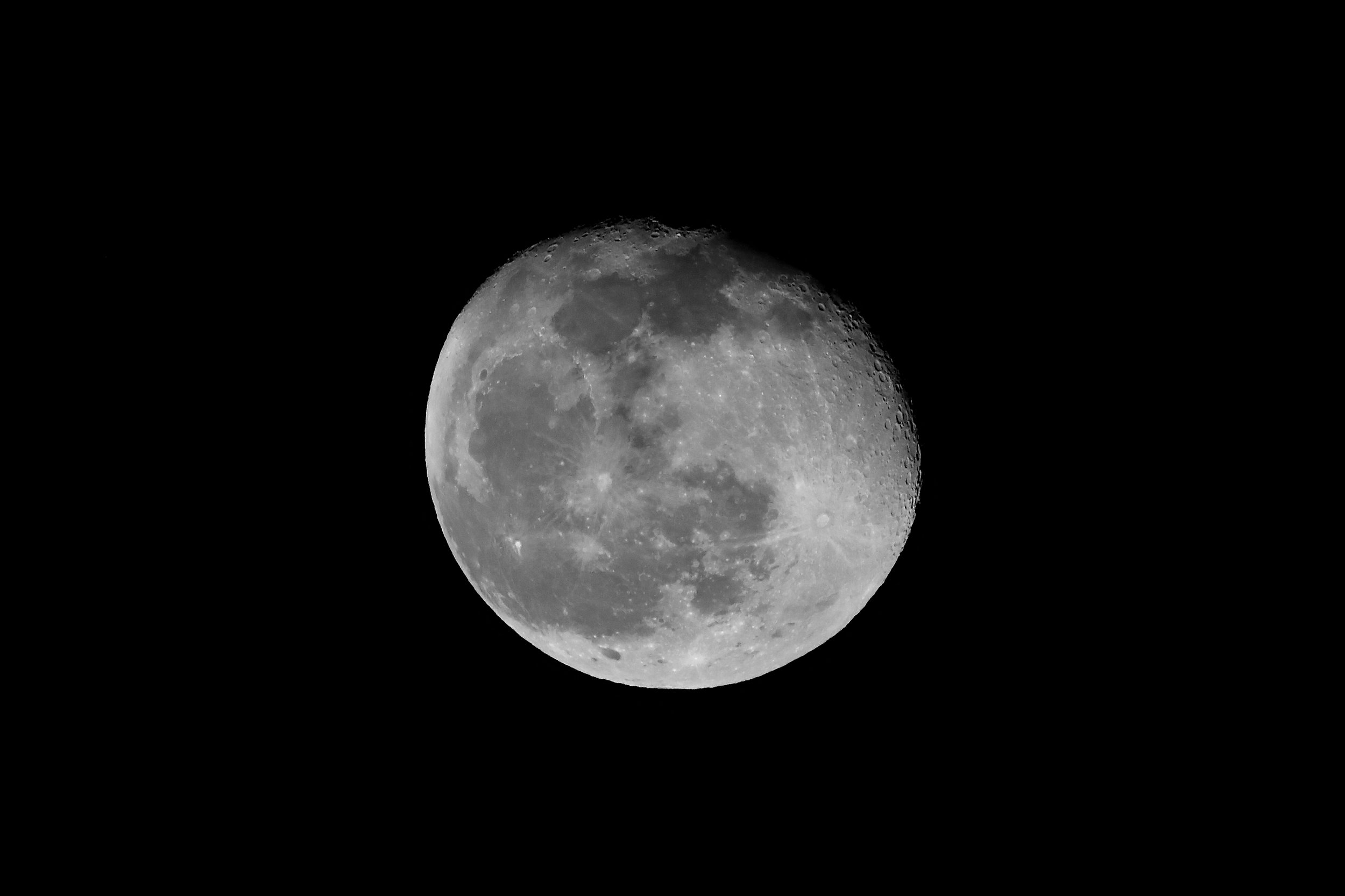 Full moon against a black night sky.