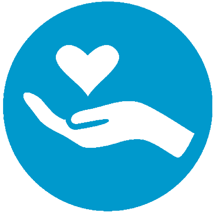 Icon of a hand holding a heart.