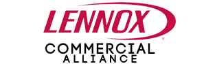 Lennox logo in black and pink text