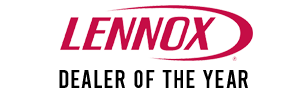 Lennox logo in pink and black text