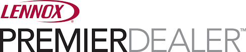Lennox Premier Dealer logo with text in black and maroon.