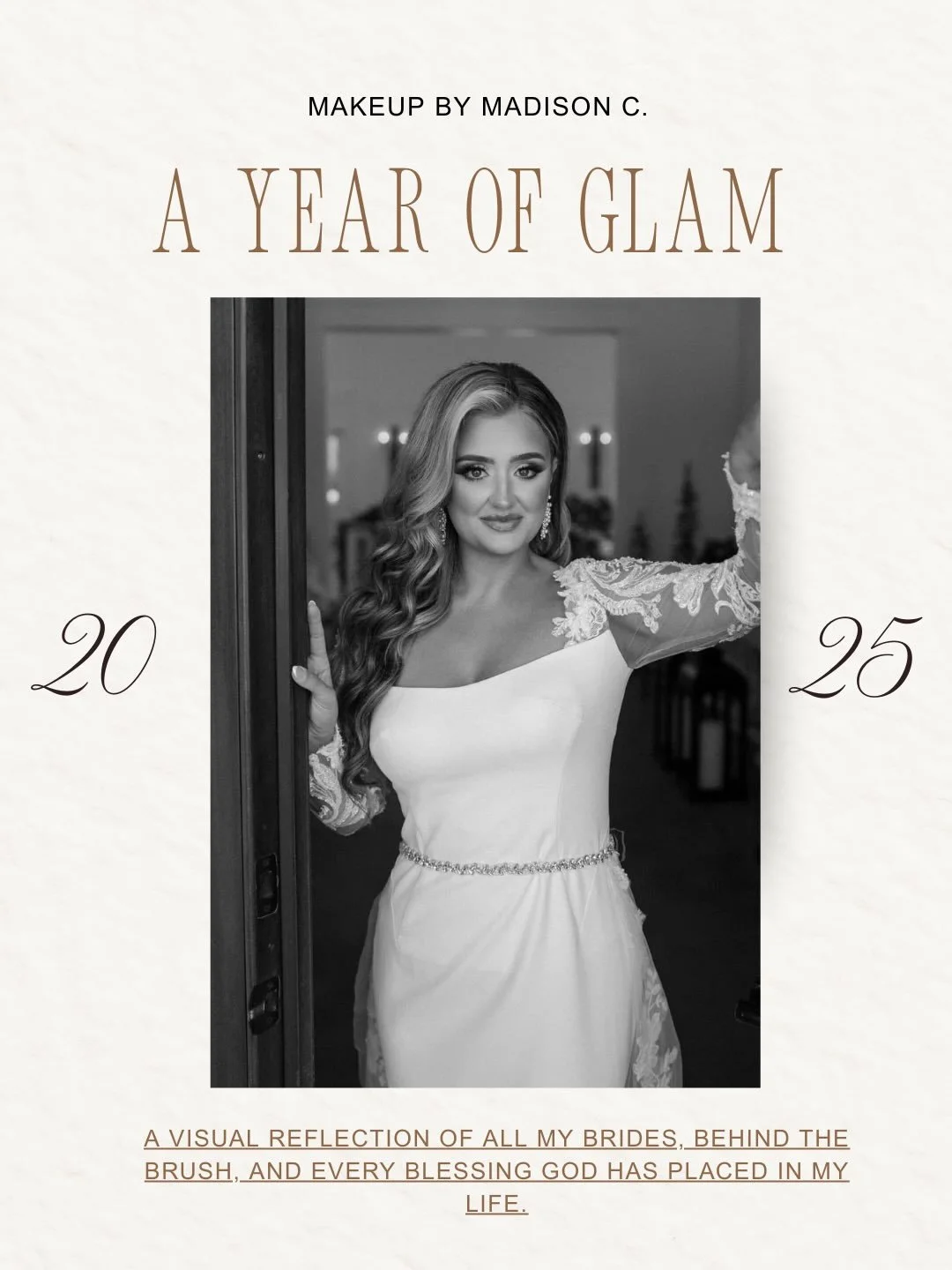 2025 was one of the best yet 🤍
Early mornings, long days, endless brush cleaning, admin work, and double shots of espresso IYKYK &mdash; and I wouldn&rsquo;t change a thing.
51 weddings. 49 previews. Countless places traveled.
Every booking, every b